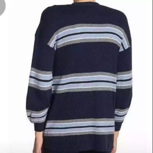 NWT Democracy Blue Striped Alpaca Blend Cardigan in Navy | Size XS - Picture 2 of 11
